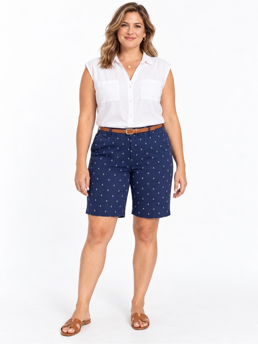 Tommy Hilfiger Navy Anchor-Print Chino Shorts